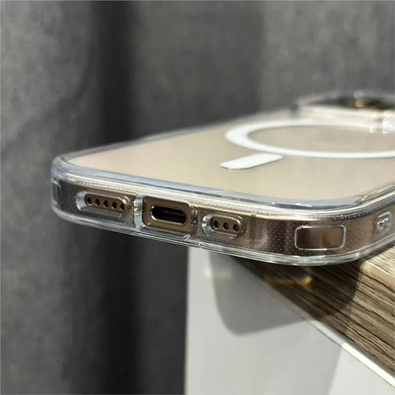 Transparent Magnetic For Magsafe Case For iPhone 17 16 15 14 13 12 Mini 11 Pro Max 14 Plus 16E 17E AIR Wireless Charge Cover