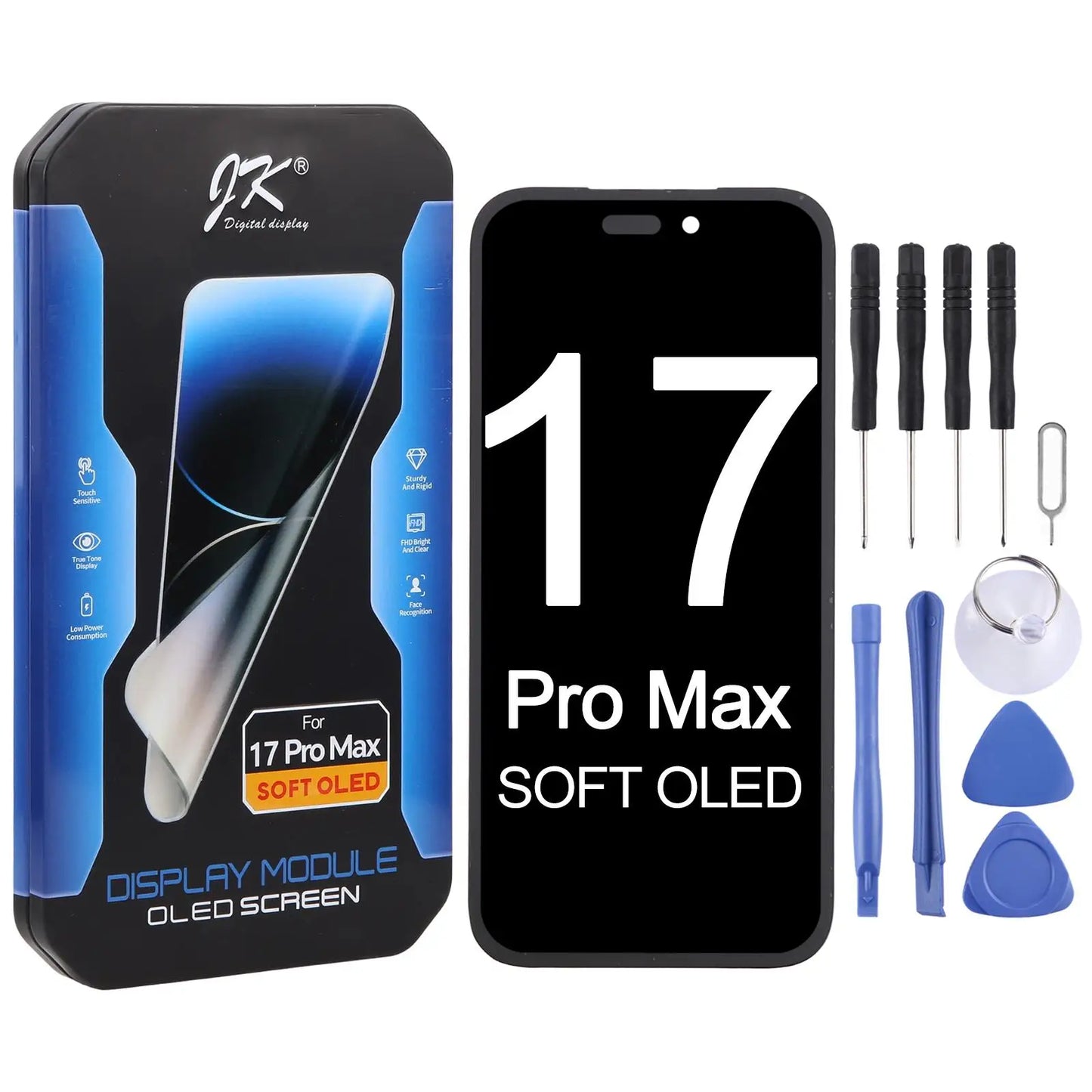 JK SOFT and Hard OLED Screen LCD Display Replacement iPhone 12 13 14 15 16 16e 17 Pro Max
