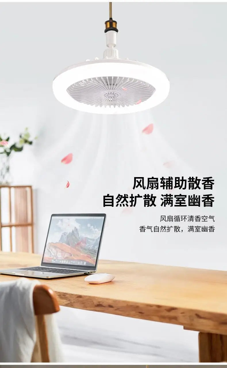 LED Ceiling Fan with E27 Screw and Remote Control, Oscillating Ceiling Fan with Adjustable Speed, Quiet for Bedrooms (124)