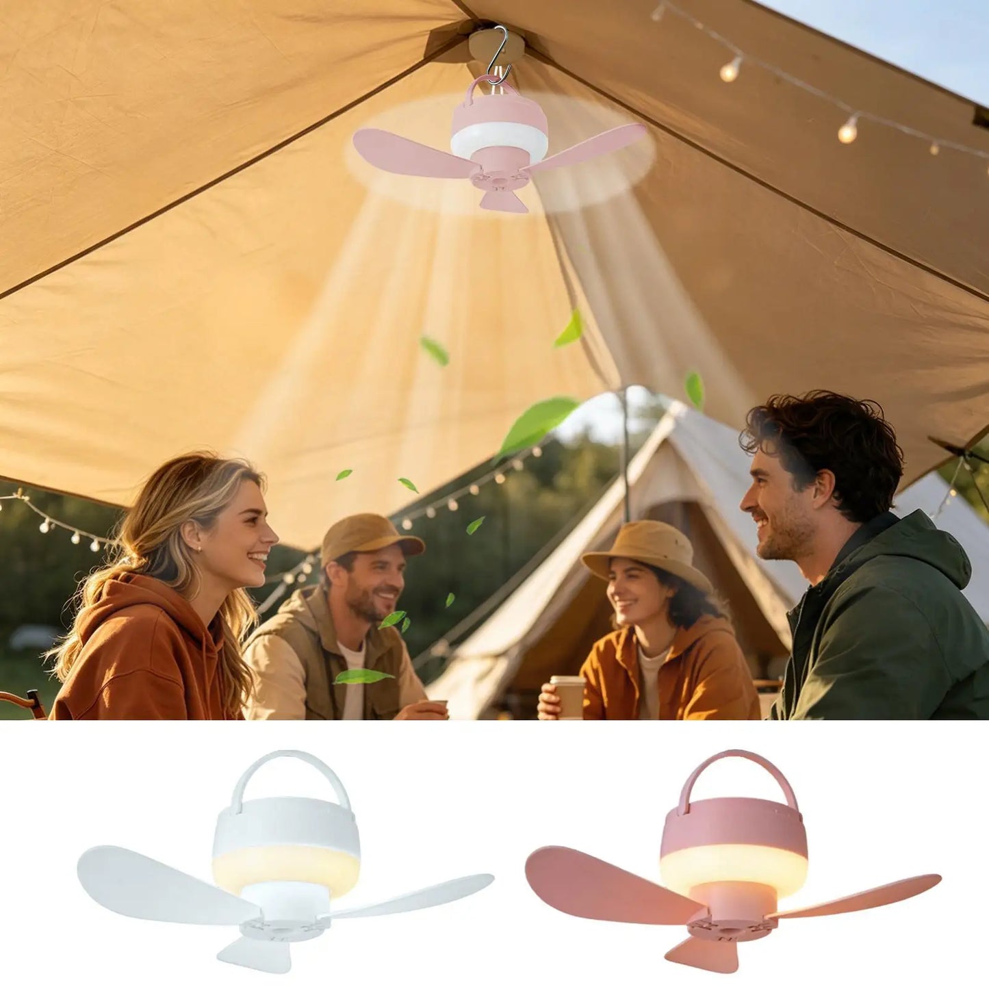 Ceiling Fan With LED Light and Remote Control USB Charging Household Outdoor Camping Tent Student Dormitory Bed Small Fan