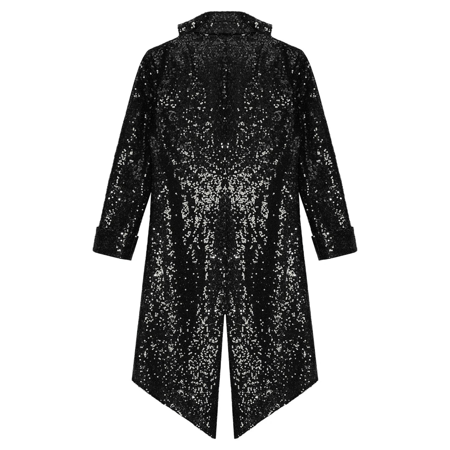Kids Boys Halloween Medieval Renaissance Costume Sparkly Sequins Victorian Tailcoat Jacket Frock Coat Long Sleeve Gothic Tuxedo