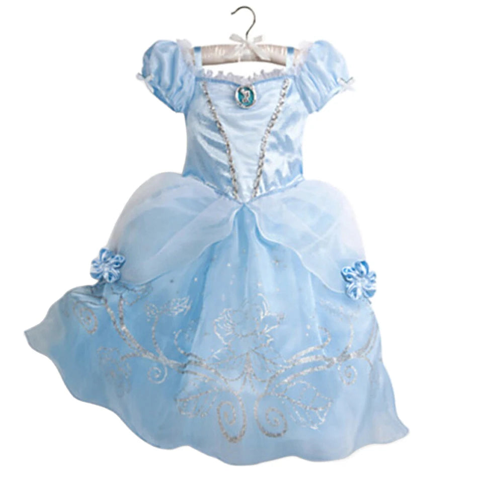 Halloween Birthday Dress Cinderella Snow White Aurora Rapunzel Princess Costume for Girls Kids 2-8Y