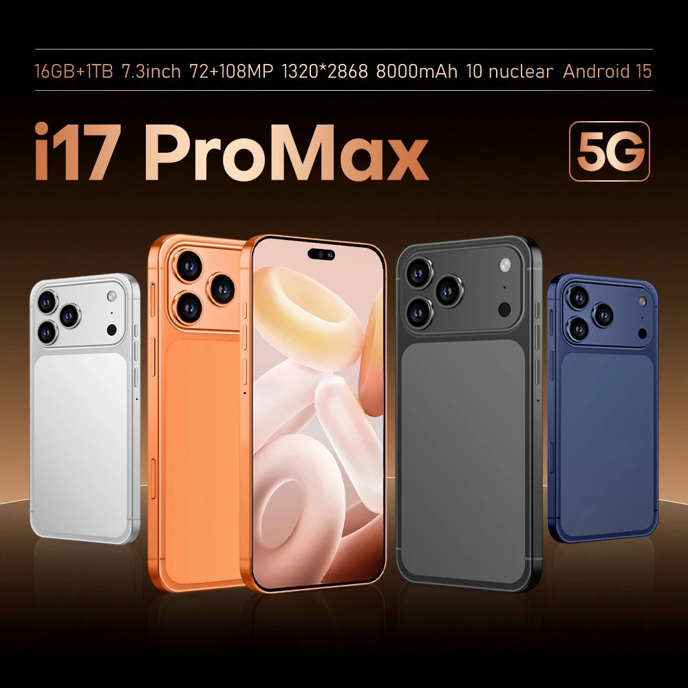 2026 Hot Sale i17 Pro max HQ intelligent 4G 5G original global version Snapdragon 8 Gen4 8000mAh battery dual card dual standby