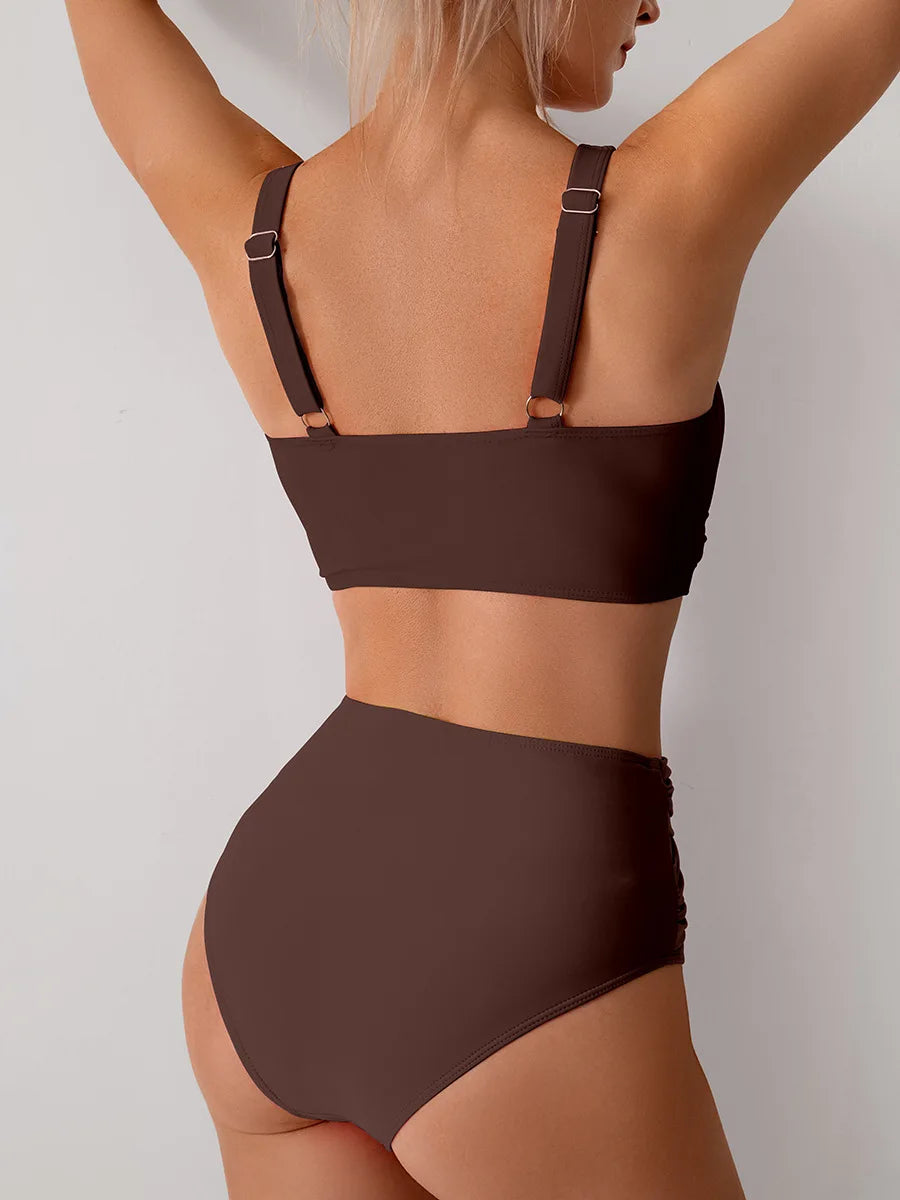VigoBreviya 2026 Sexy Solid Strapped Swimwear Women Cross Push Up Bikini Set Brazilian Lady Swimsuit High Waist Beach Bath Suit