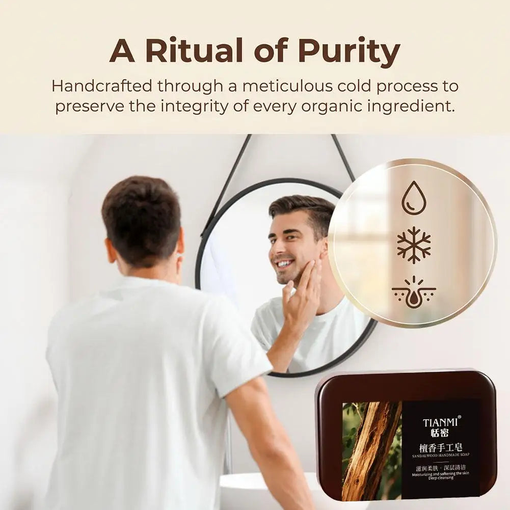 Sandalwood Soap Cleansing Soap,Handmade Bath Deodorant Moisturizing Shower, Long Lasting Plant Based Body Soap For Men & Women