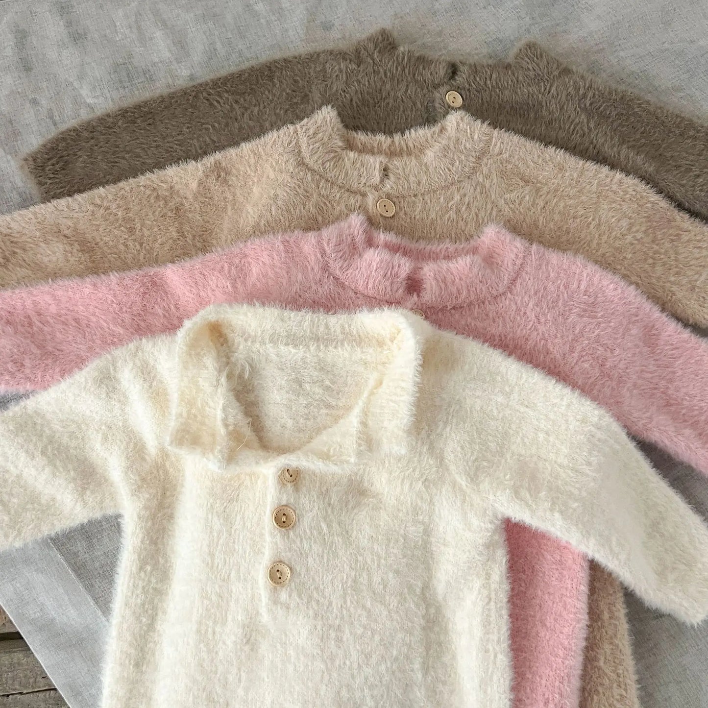 Newborn Baby Winter Jumpsuit Mink Cashmere Cute Bear Ear Hooded Onesie with Hat 0 - 3Y Baby Boys Girls Warm Footed Romper