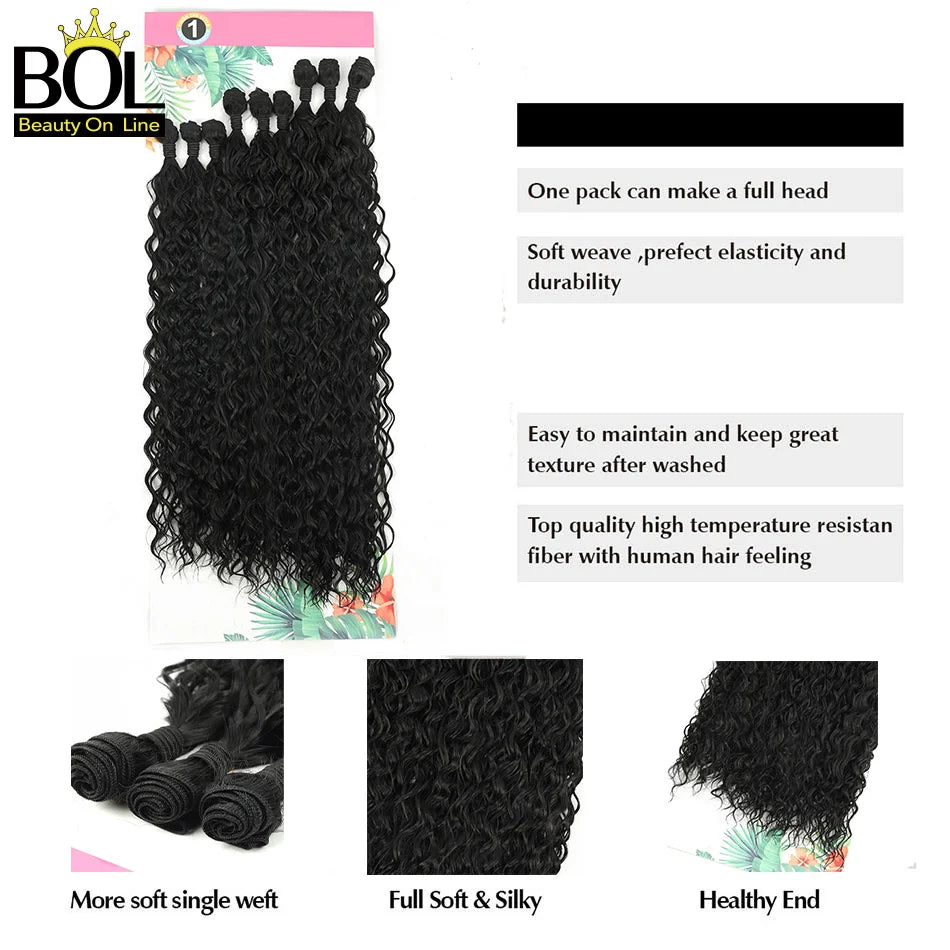 BOL Curly Hair Bundles 20 24 28Inch Long Synthetic Hair Exetension Fake Hair For Women Water Wave Heat Resistant 9Pcs Full Head