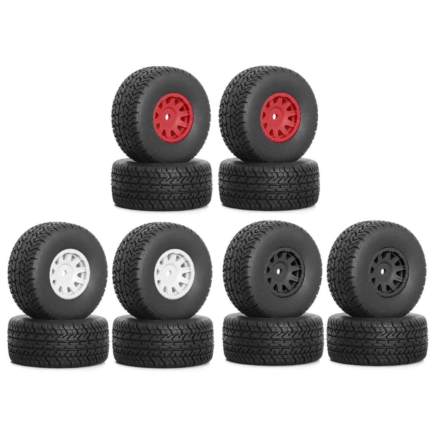 4Pcs 65mm Wheel & Tires Set with 12mm Hex for Arrma 1/14 Mojave Grom Short Course Truck Upgrade Parts