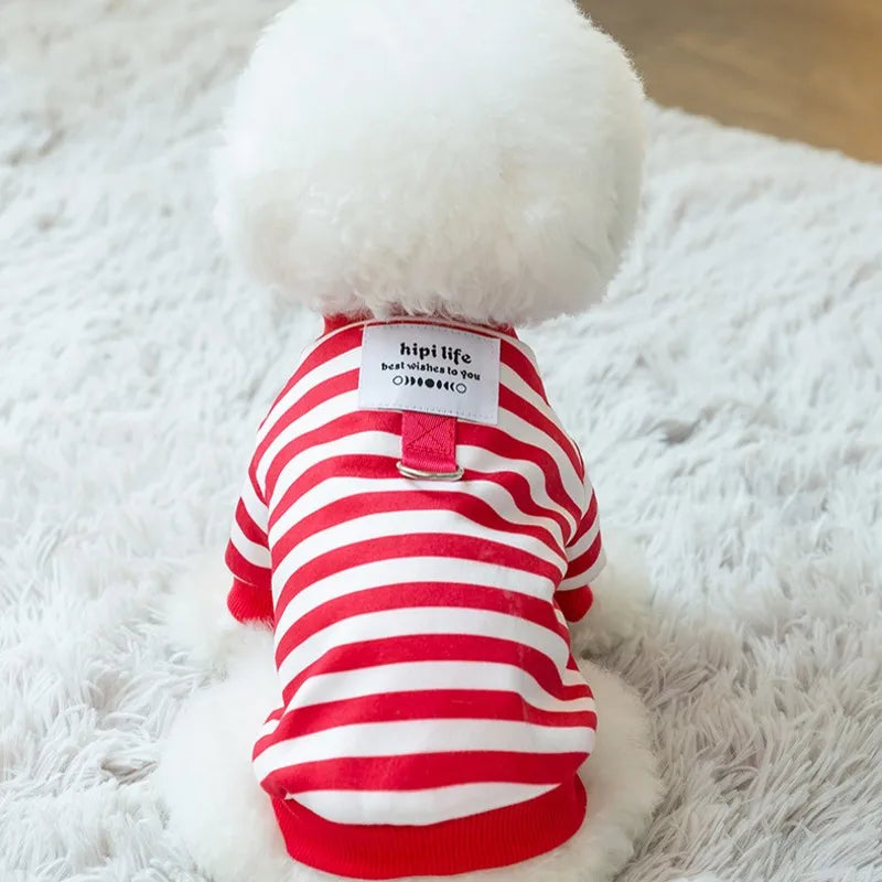 Dog Hoodies Striped Warm Winter Dog Clothes Pet Dog Coat with D-Ring Chihuahua French Bulldog Dog Accessories Puppy Dog Costume