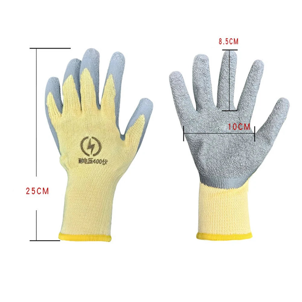 Blue Electrical Safety Gloves Insulated Natural Rubber Withstand 400V For Industrial And Electrician Use