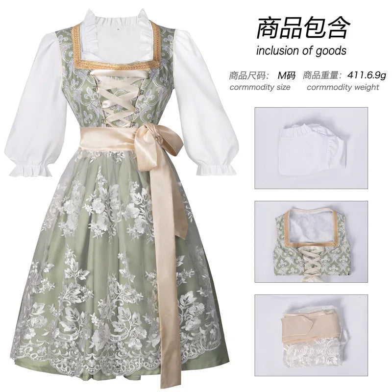Halloween Carnival Cosplay Costume German Oktoberfest Maid Dress Woman Bavarian Traditional Embroidery Outfits Performance Girl