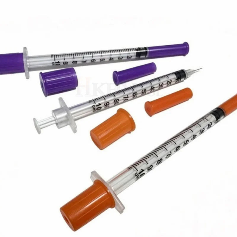 100pcs/box 0.3ml/0.5ml/1ml Disposable Sterile Syringes with 31G 6mm 8mm 29G 13mm 30G Needles for Lab Measuring Pet Feeding