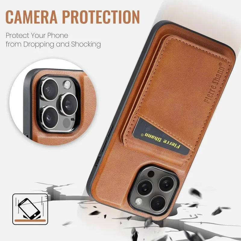Magnetic Detachable Leather Wallet Phone Stand Case Wireless Charge Cover for iPhone  18 17Air 11 12 13 14 Plus 15 16 17 Pro Max