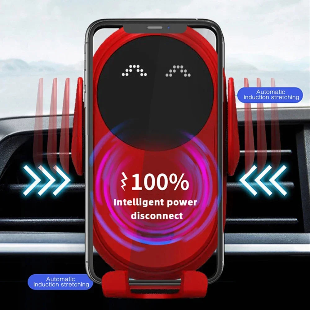 S11 Fashion Qi Fast Wireless Charger Car Phone Holder Smart Infrared Sensor Air Vent Mount Automatic Clamping Mobile Phone Stand