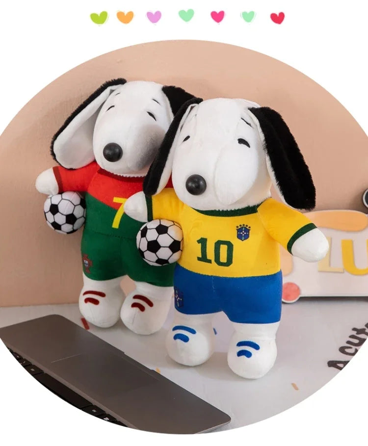 New Peanuts Snoopy Soccer cute Plush Toy Pendant Key Chain Team Jersey Stuffed Doll with Football for Kids Fans Birthday Gift