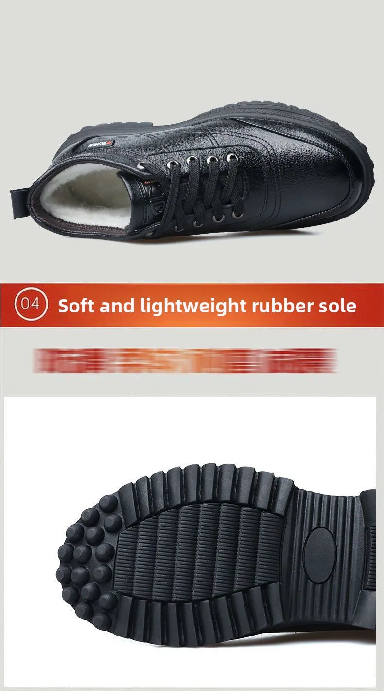 Men's Winter Thickened Warmth Casual Shoes Fleece Lined Business Style Leather Shoes Low Top Lace up Comfortable Alligator Pa...