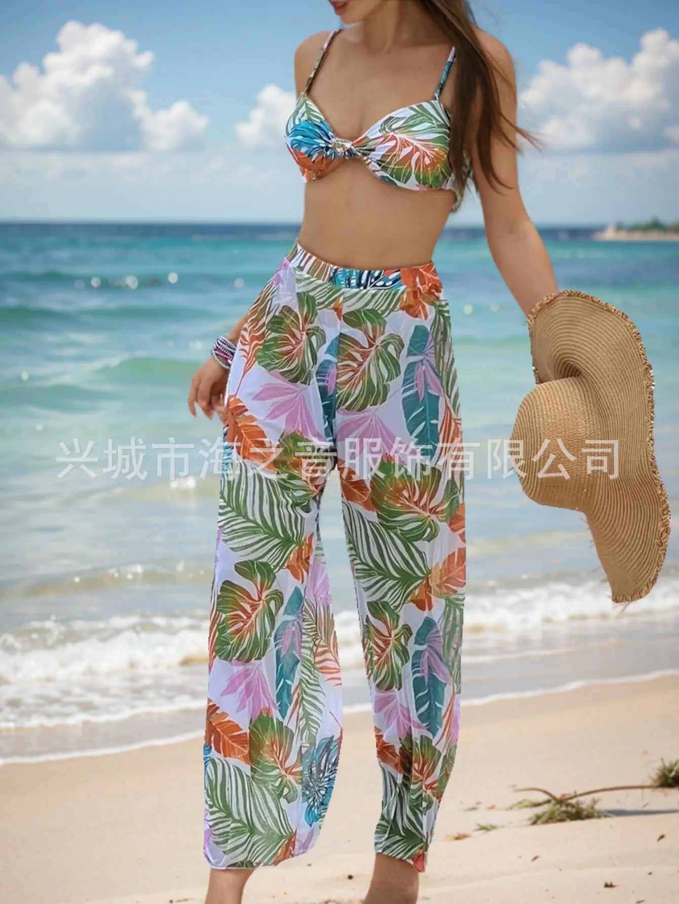 New Swimwear Sexy Bikini Mesh Trousers Three-piece Split Women's Swimsuit