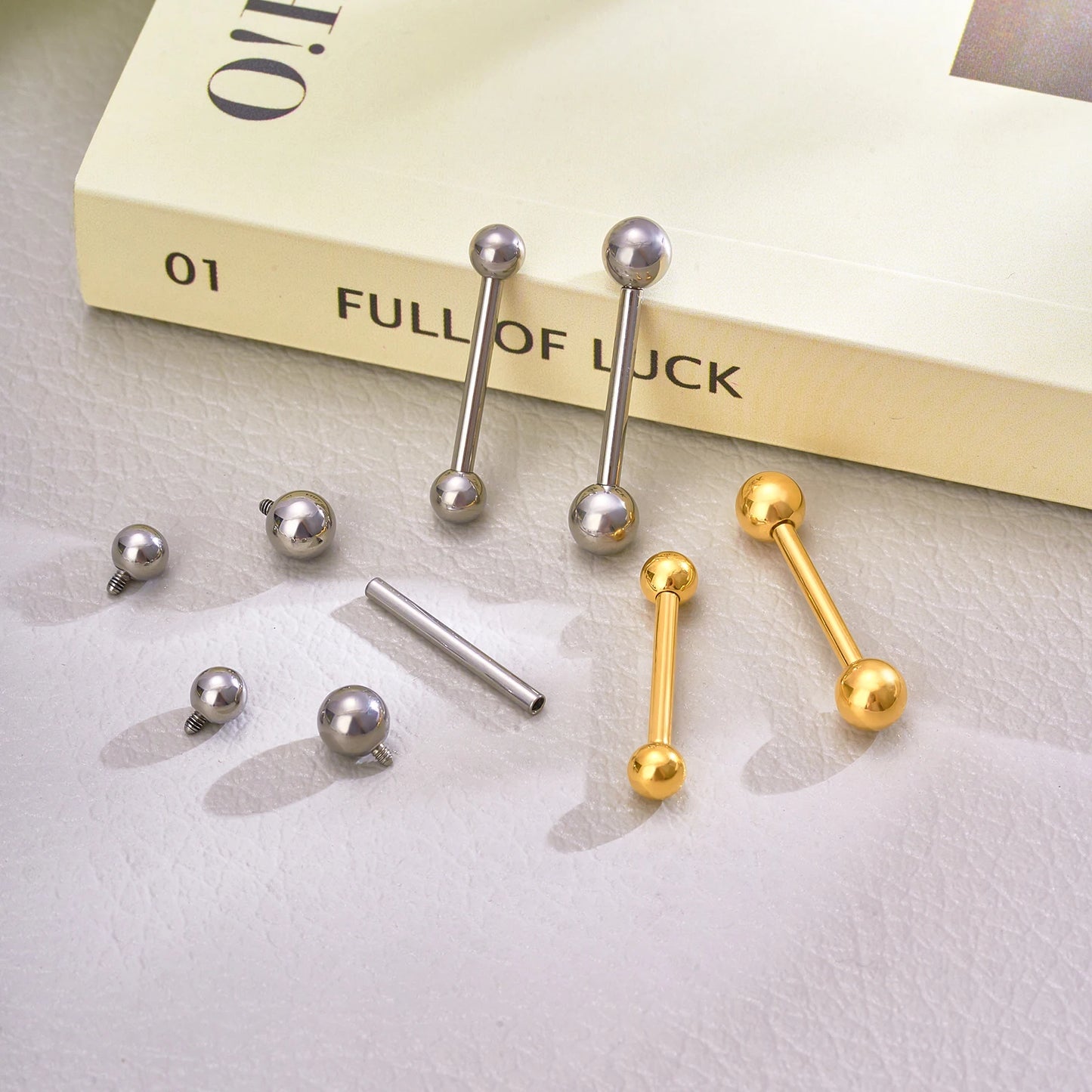 1/5/10pcs Titanium Tongue Ring Piercings External Threaded Industrial Barbell Tongue Bar Tragus Helix Ear Piercing Body Jewelry