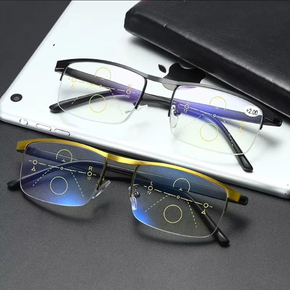 Intelligent zoom for both men and women anti-blue light reading glasses, progressive multi-focus dual use reading glasses