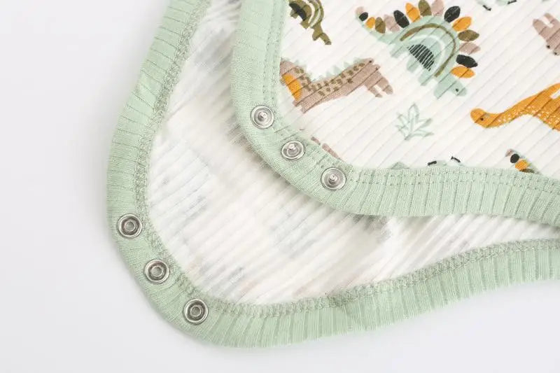Newborn Ribbed Bodysuits Set 6PCS Cotton Baby Girl Clothes Animal Print Baby Boy clothes Solid Color Short Sleeve