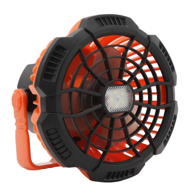 Outdoor Tent Fan Remote Control Hangable Fan With LED Light Battery Operated USB Rechargeable Fan For Hiking BBQ Travel Fishing