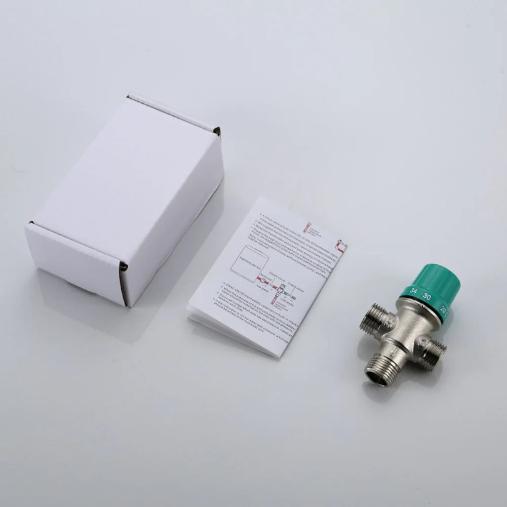 Thermostatic Mixing Valve 1/2'' Male Connection Water Temperature Control Valve Solid Brass for Bathroom Heating System