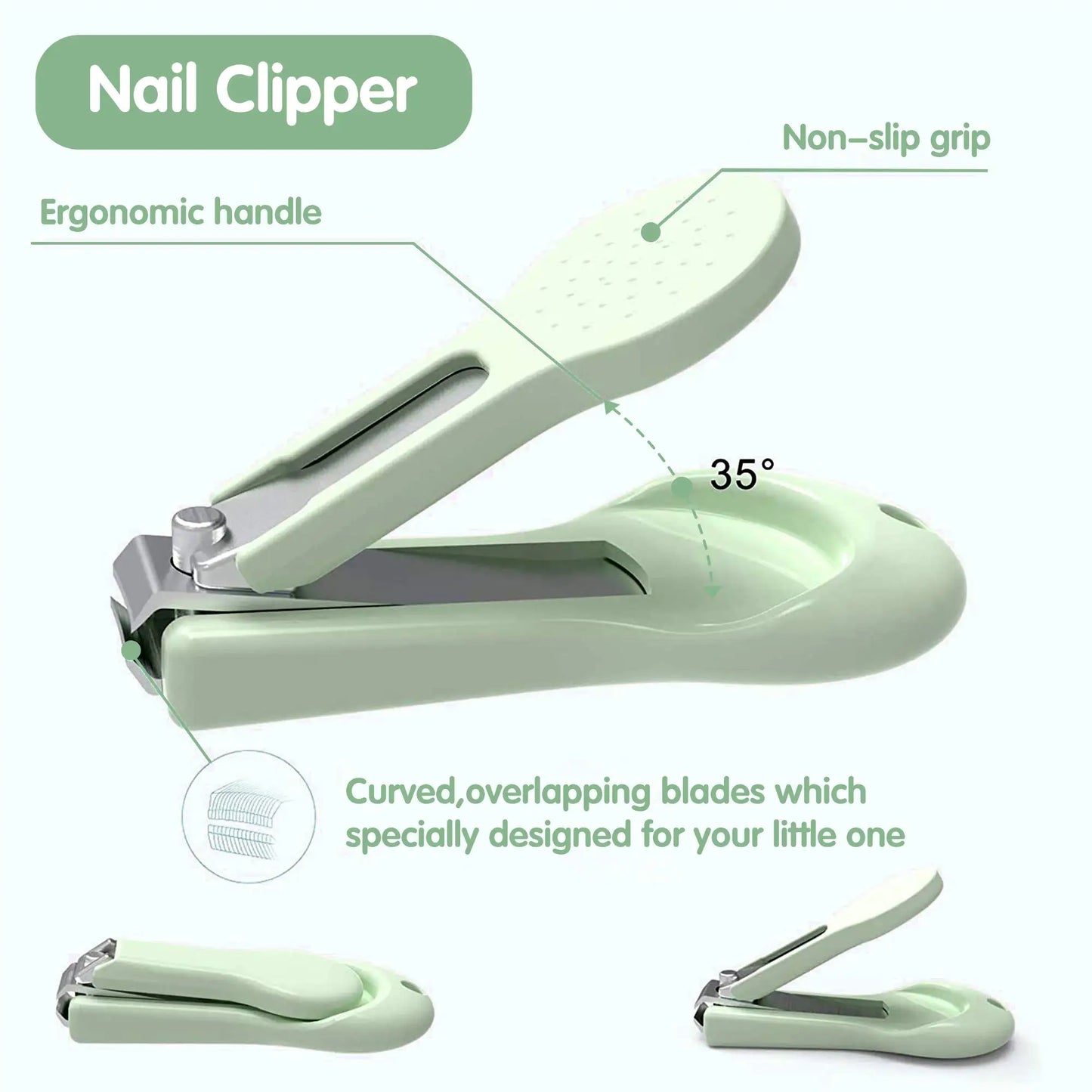 Baby Nail Clippers Set Baby Nail Care with Cute Case Includes Clipper Safety Scissors Tweezers Nail File Rounded Tips for Safety
