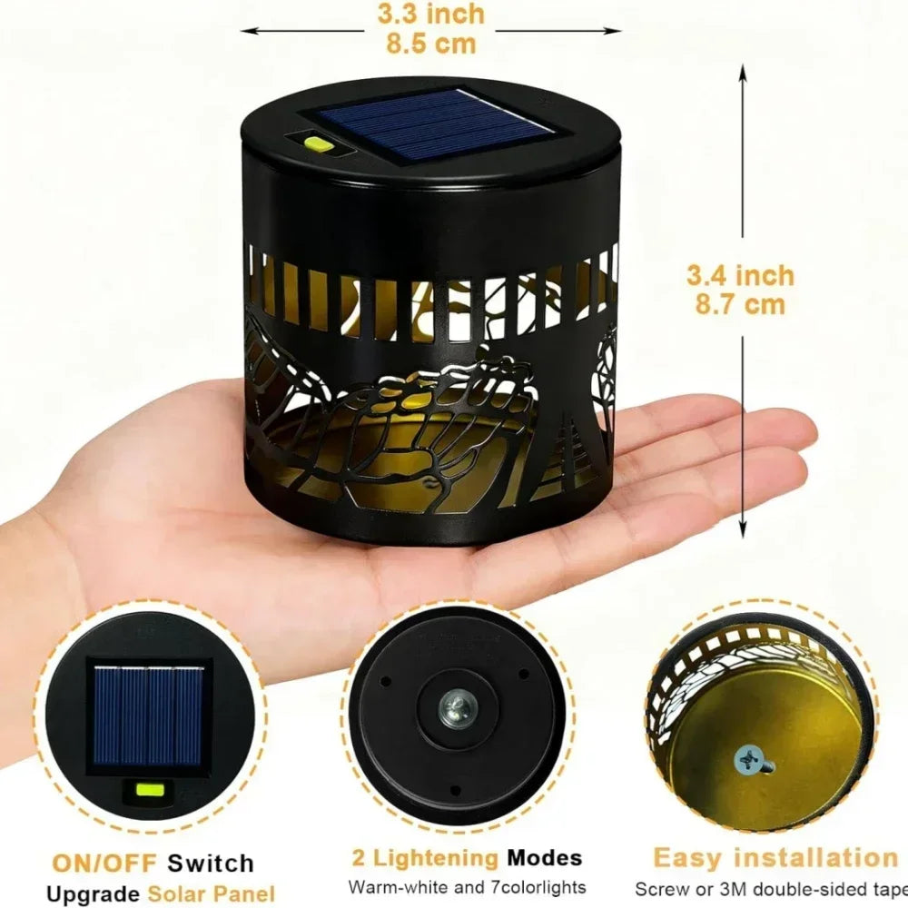 Solar Mandala Wall Lamp Outdoor LED Waterproof Fence Lamp for Garden Lawn Estate Porch Corridor Courtyard Decoration Wall Light