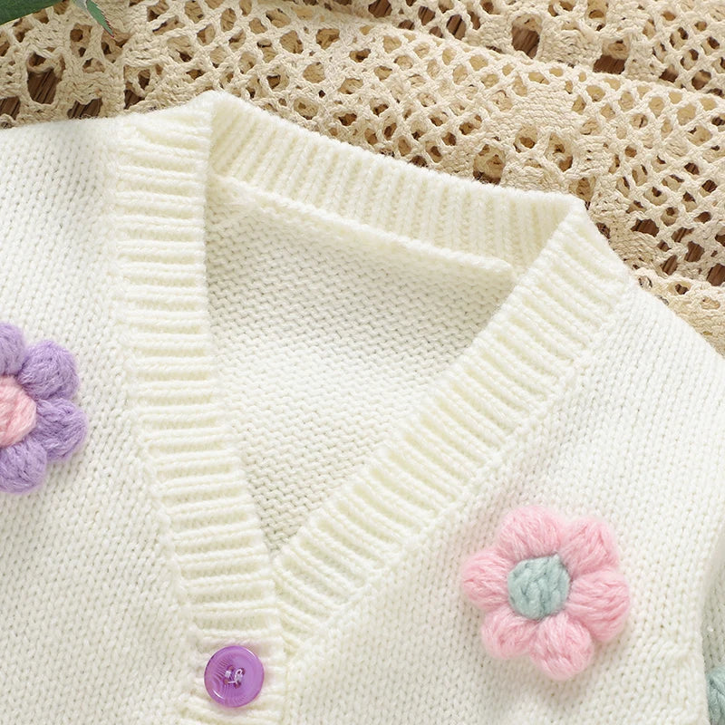 Girl Baby Clothes Set Knit Newborn Sweater Long Sleeve +Pants Fashion Ruffle +Hearwear Autumn Infant Cardigan Bodysuit Headdress