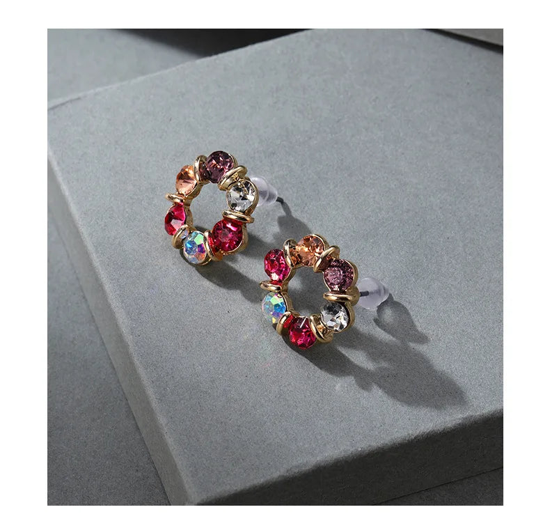Multicolor Zircon Jewelry Set Elegant Necklace and Earrings for Women Minimalist Luxury Gifts Set with Sparkling Gemstones