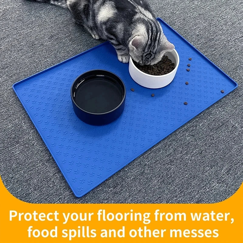 Pet Placemat Cat Dog Drinking Feeding Placemat Feeder Mats Cat Feed Mat Dog Food bowl Mat Silicone Waterproof Pet Bowl Pad 2025