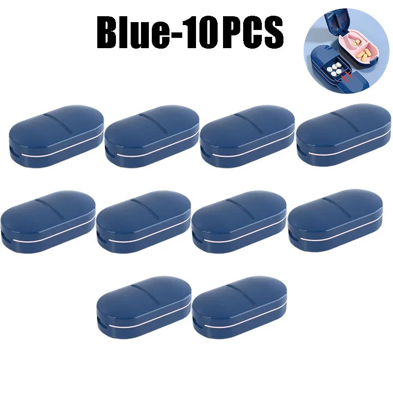 Medicine Pill Cutter Box Portable Drug Box Useful Grinder Splitter Medicine Pill Holder Tablet Cutter Splitter Divider Pill Case
