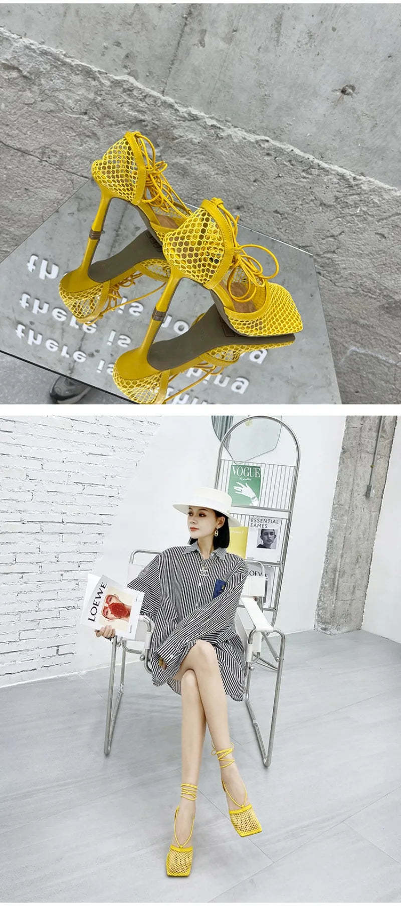 New Women's Shoes Fashion Air Mesh High Heeled Sandals for Woman Exquisite Square Head Casual Shoes Designer Shoes Zapatos Mujer
