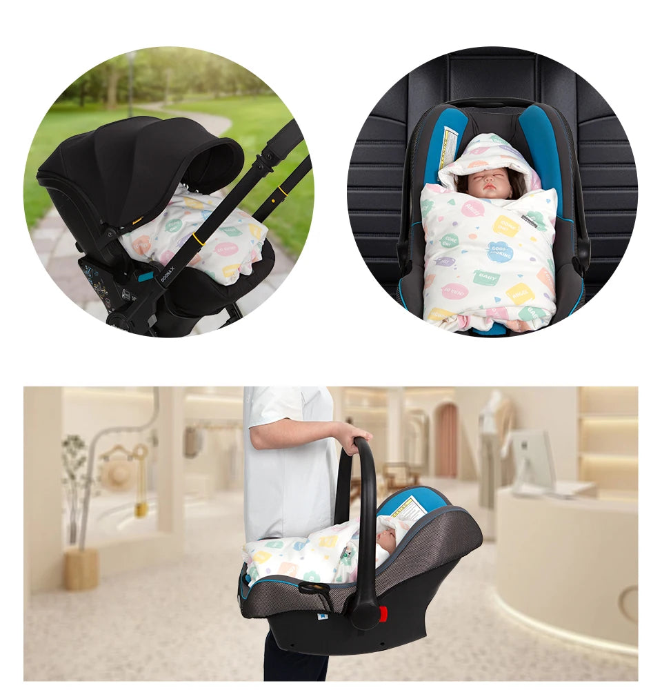 Baby Wrap Blanket For The Newborn With Windproof Hooded In A Infant Car Seat Autumn Warm Envelope For Discharge 0-6 Months
