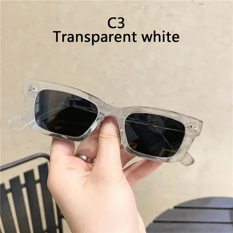Small Rectangle Women Sun Glasses Brand Men UV Shades Retro Square Black Sunglasses 2021 Luxury Glasses White Decoration Eyewear
