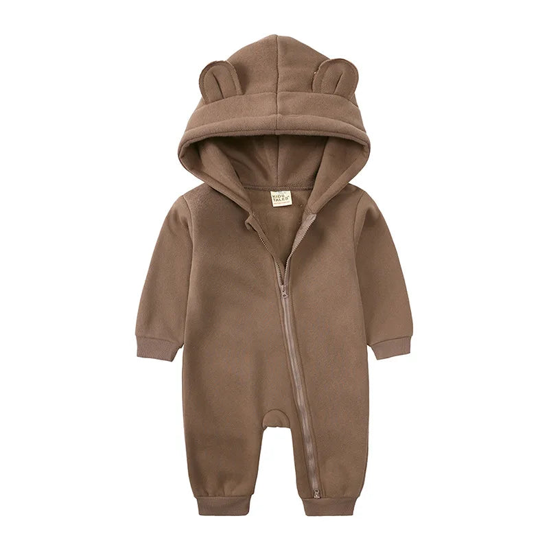 Baby Jumpsuits Rompers Winter Hooded Outfit Hoodies One-pieces Growings Zipper Jumpers Boys Girls Newborn 59-90cm Ropa De Bebe