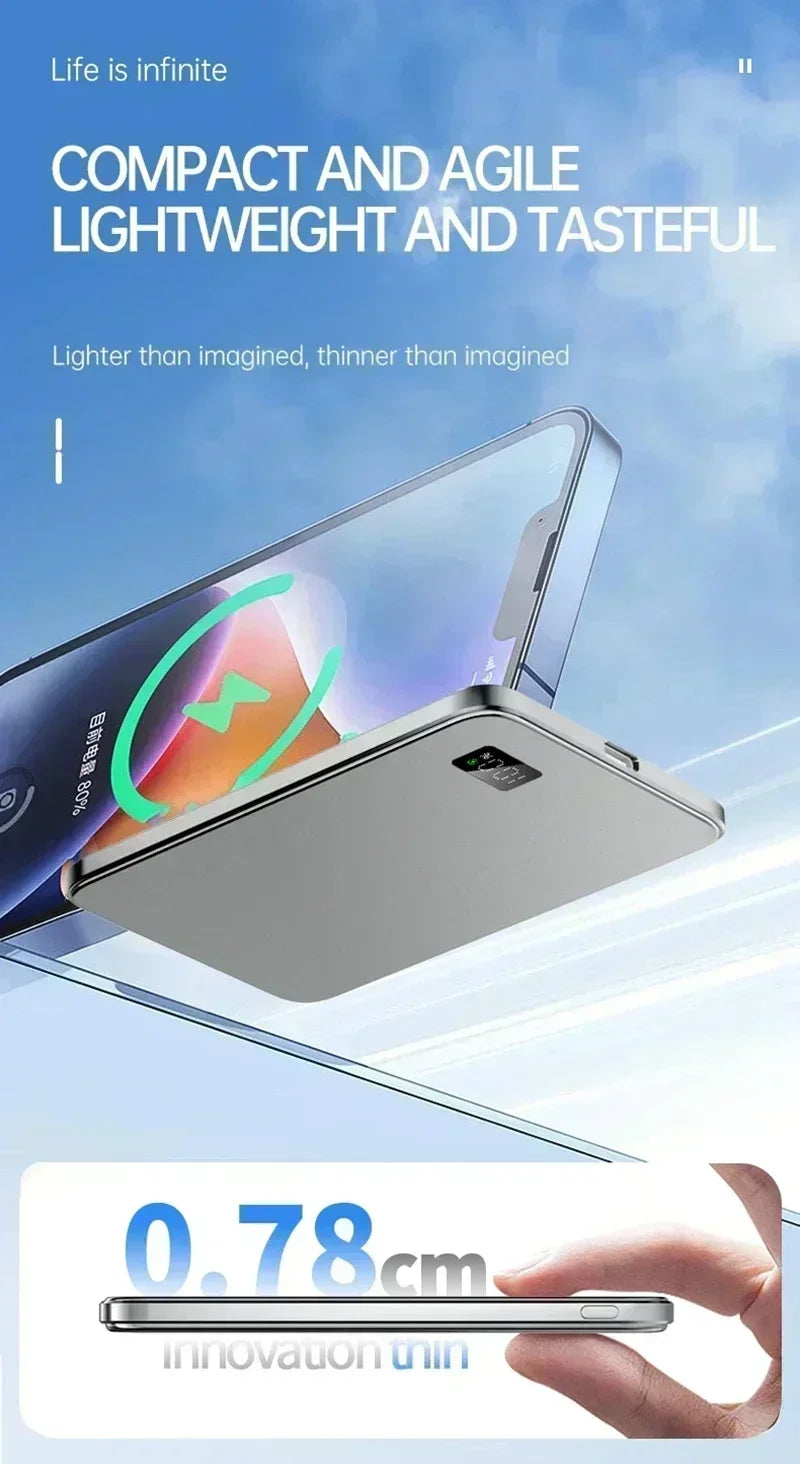 Lenovo 500000mAh CCC Certified Magnetic Ultra Thin Wireless Portable Power Bank Super Fast Charging LED Display Pack For MagSafe