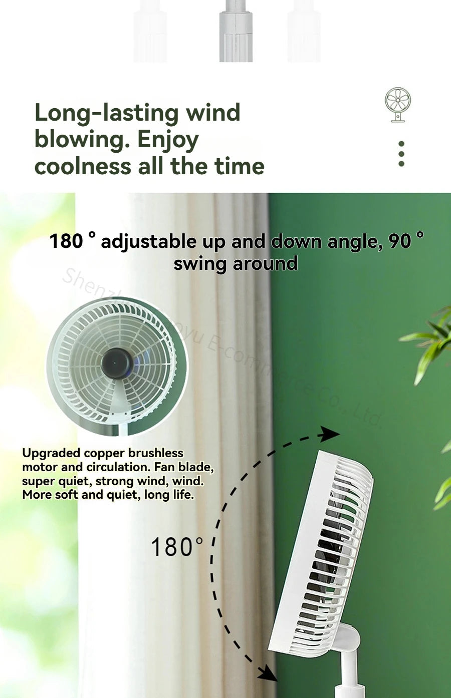 New Telescopic Fan Is Easy To Store Outdoor Shaking Head and Remote Control Fan Charging Table and Ground Dual-purpose Static.
