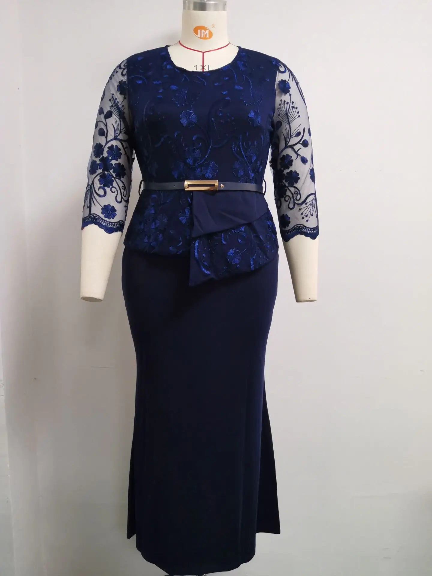 plus Size African Turkey Style Party Evening Wedding Dress for Women Long Sleeve Maxi Gown with Empire Waist