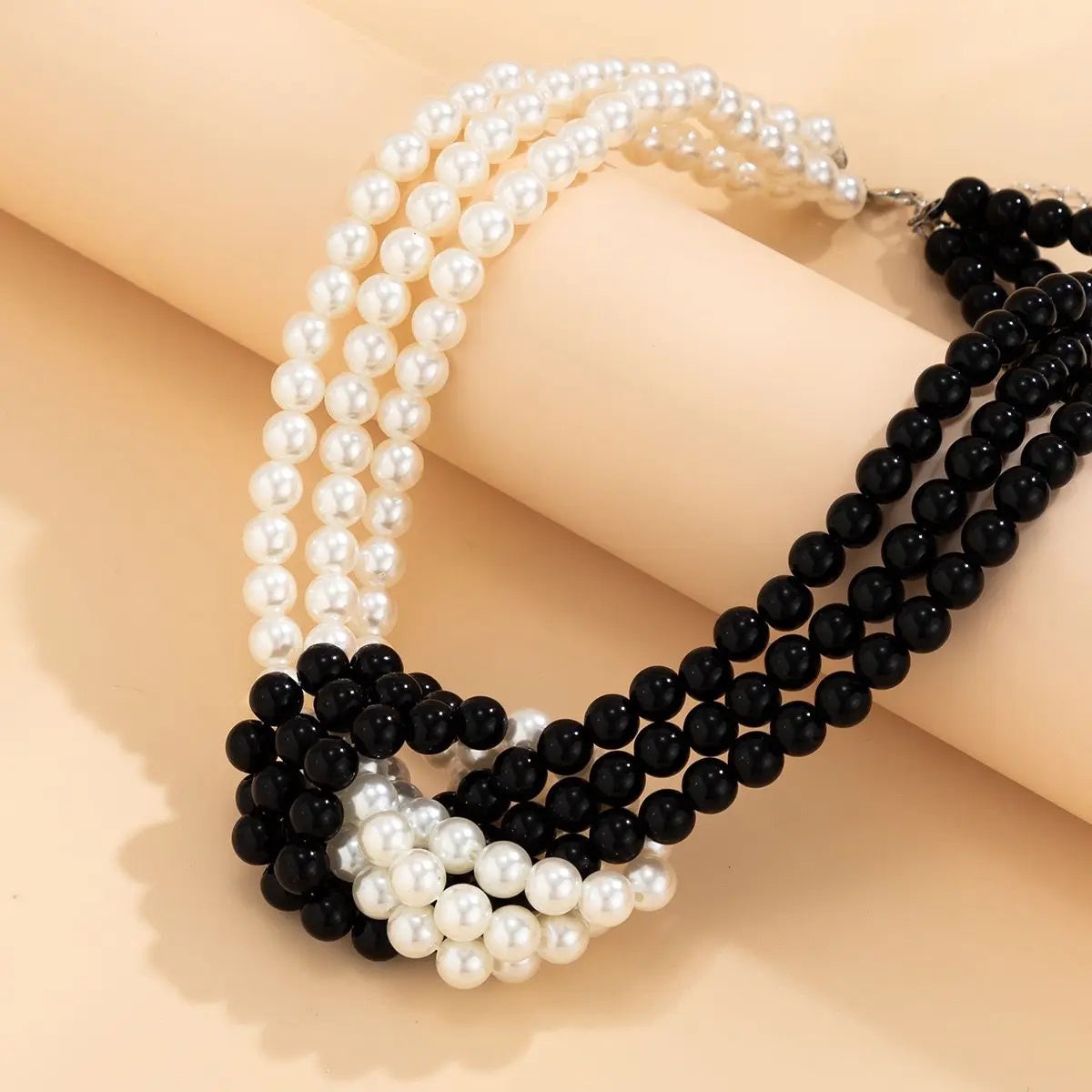 Fashion Black White Imitation Pearl Patchwork Chain Necklace For Women Female Vintage Sexy Multilevel Bead French Choker Jewelry