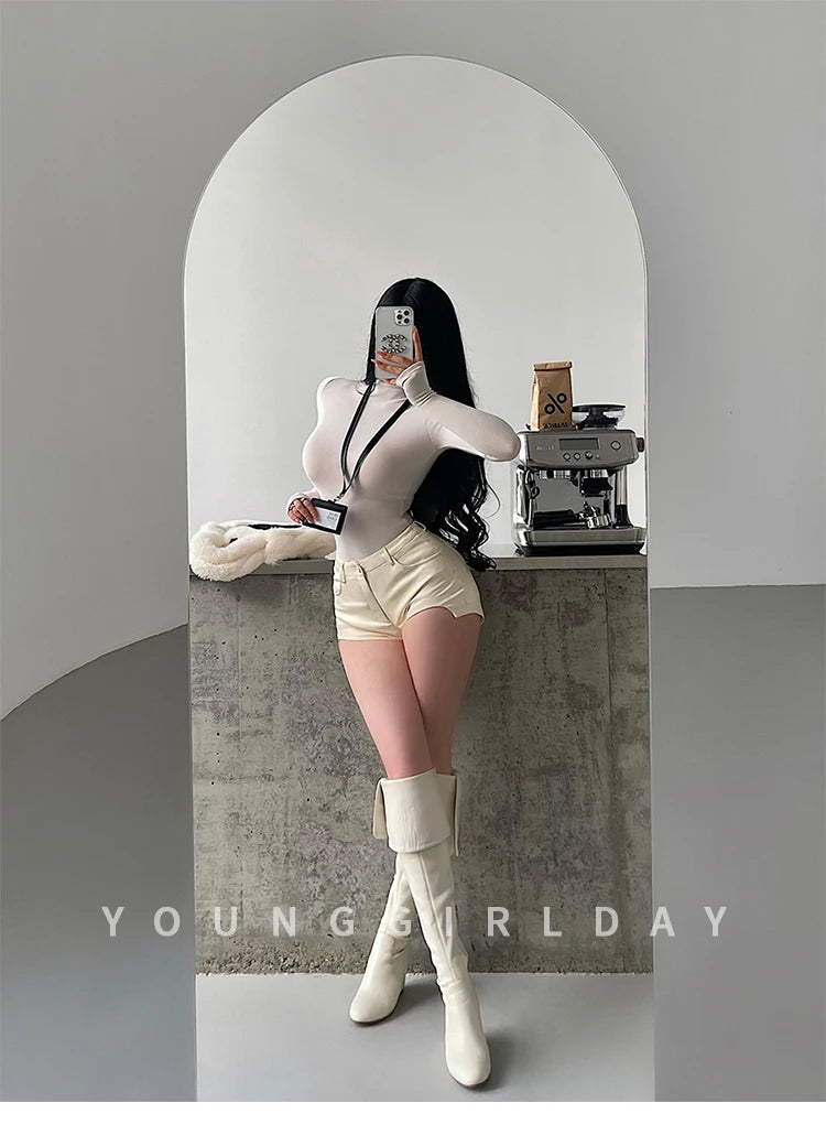 Sexy High Waist PU Leather Shorts Women's Tight Fit Hot Pants Long Legs Enhancing Hip Shape Arc Design Daily Wear Shorts
