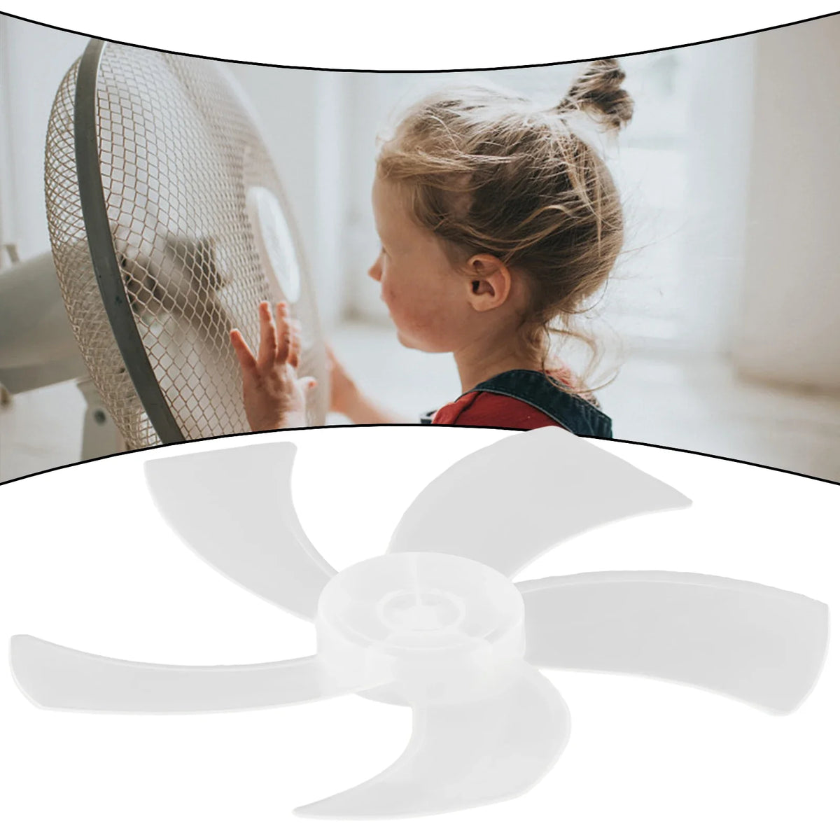 16 Inch Five Leaf Replacement Fan Blade With Nut Cover For Stand Fans And Desk Fans Plastic Material For Household Use