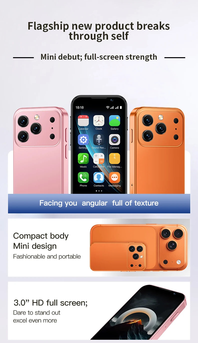 SOYES i17 Mini Smartphone 3.0" Screen 2GB RAM 16GB ROM Dual SIM Standby Dual Camera Android 9.0 Small Mobile Phone
