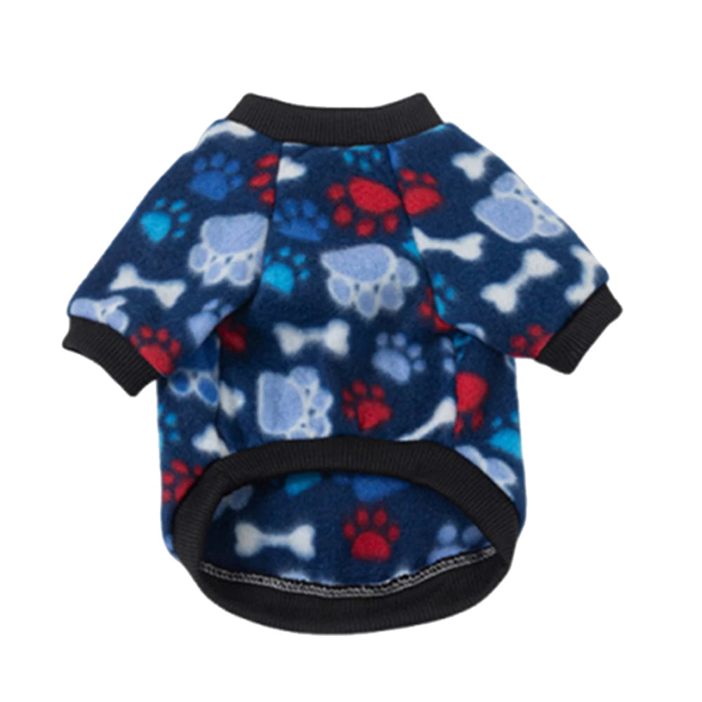 Warm Fleece Pet Pullover Sweater for Cats And Small Dogs Autumn Winter Cat Puppy Clothes Cute Printed Kitten Costume Outfits