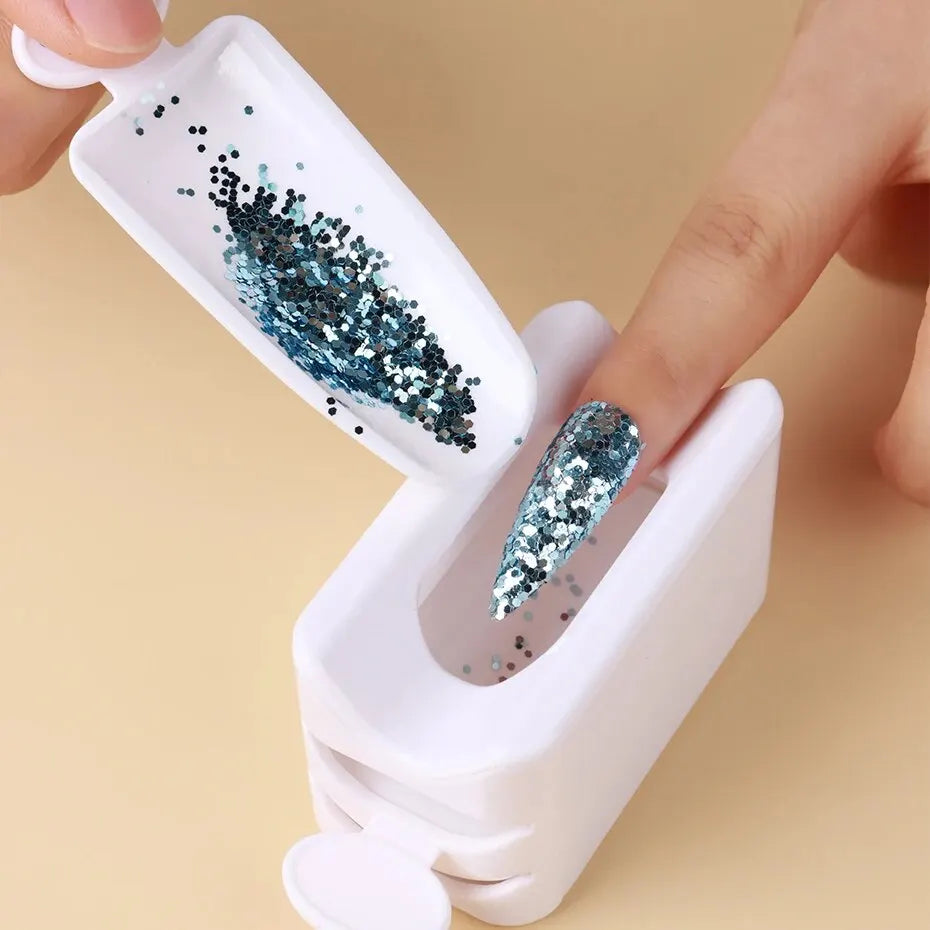 Double Layer Nail Glitter Powder Recycle Box Nail Tool Dust Collector Sequin Rhinestone Container Holder Manicure Storage Case