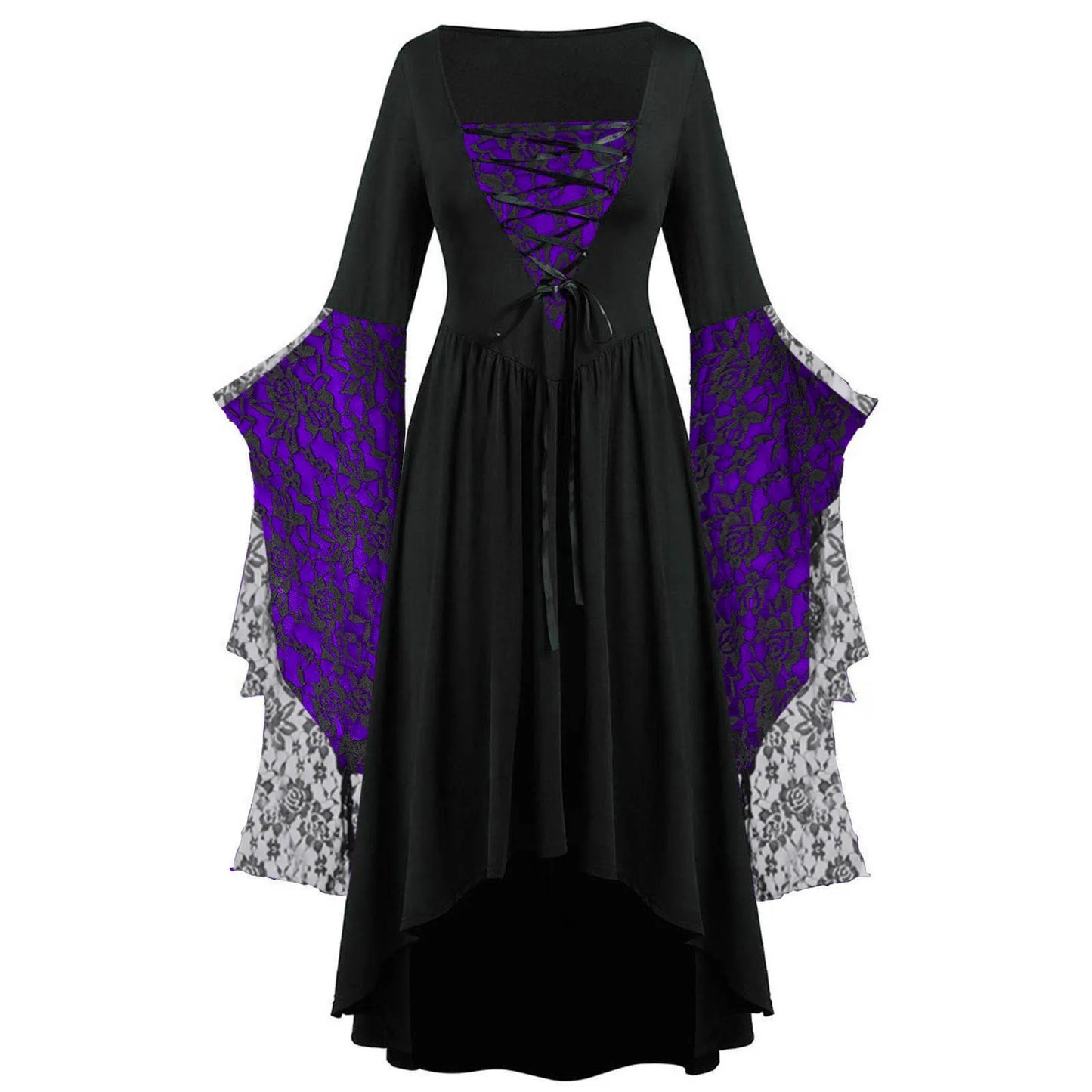 Vintage Halloween Cosplay Costume Witch Vampire Gothic Dress Ghost Dresses Up Party Printed Medieval Ghost Bride Female Clothes
