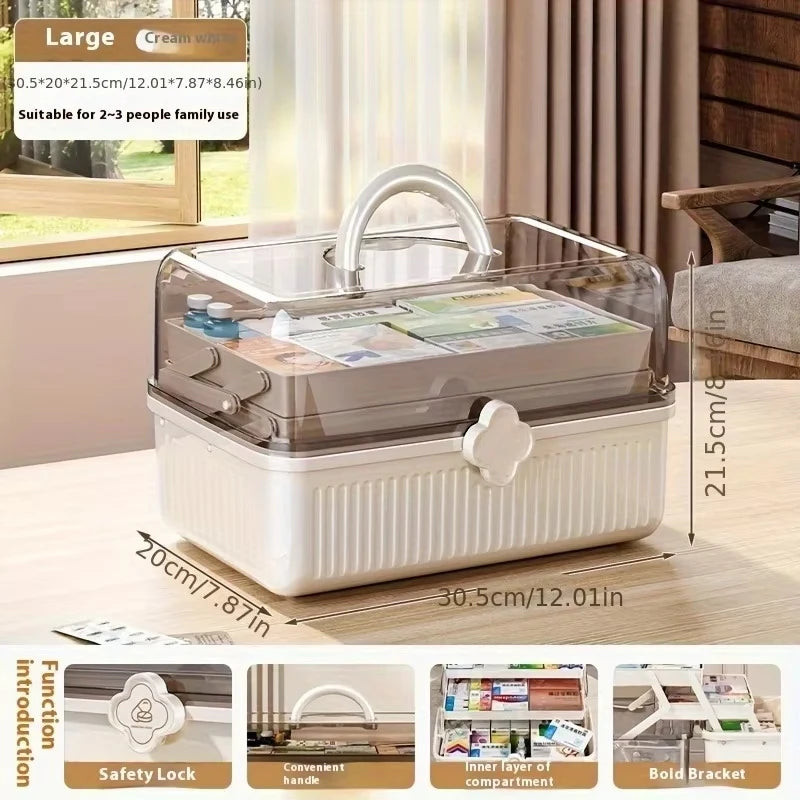 Smart Flip-Top Medicine Box! Visual Window + Multi-Layers. Easy-Carry Handle & Organized Storage. Keep Pills Sorted