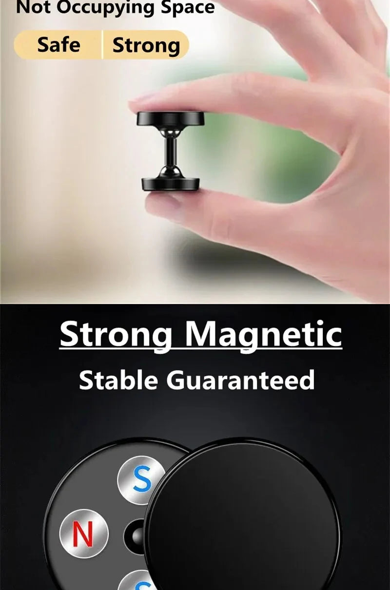 Creative Dual Axis Alloy Magnetic Car Bracket 720° Rotation Double Ball Magnetic Phone Holder for Any Model Phone