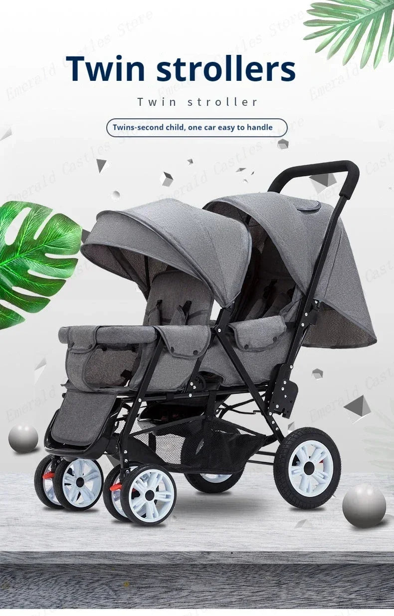 Poussette Double Front and Rear Seats Foldable Baby Stroller for Two Children Lightweight Portable Twin Stroller EU STOCK
