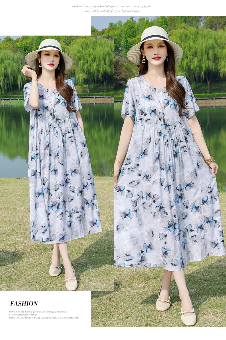 New Fashion Summer Dresses For Women 2025 Elegant Casual Short Sleeve Dress Soild Colour Women Clothing